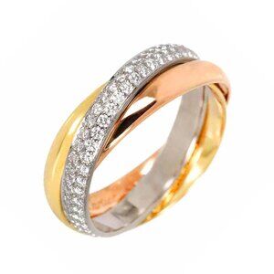 Cartier Trinity Pave Diamond Ring 18K YG WG PG 750 Size49 4.75-5(US) 90268752